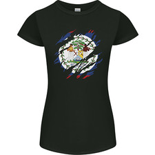 Torn Belize Flag Belizean Day Football Womens Petite Cut T-Shirt