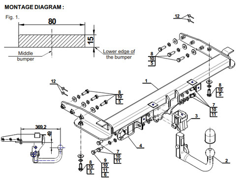 Detachable tow bar - detachable, for