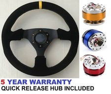 SUEDE STEERING WHEEL AND QUICK RELEASE SNAP OFF BOSS KIT HUB 330MM 13" INCH