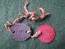 WW2 Dog Tags, 22085320 J Clewett, Un Researched.