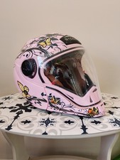 Stealth Motorcycle Helmet, Pink, Size XS, Retractable Sun Visor, Removable Front