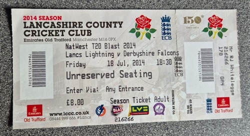 Used cricket ticket - used,