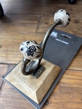 Wood And Ceramic Coat Hook