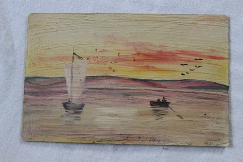 Boating sunset vintage hand - boating,