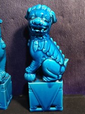 Large Chinese Turquoise Blue Foo Dog /Lion Turquoise Blue Figurine 22cm 8.75"