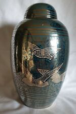 Large Silver Vintage Urn for Adult or Pet Ashes Cremains Memorial Funeral 