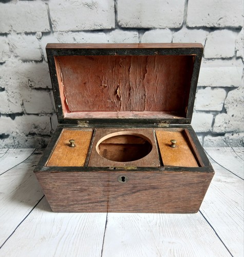 Antique wooden box tea caddy - box.,