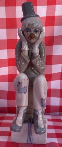 Seated clown with sad - clown, face