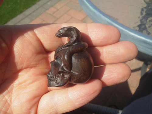 Carved wood netsuke cobra