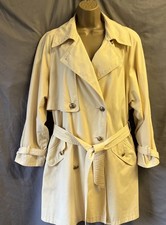 Vintage C&A Yellow Mid Length Trench Coat Size 10 Belted Lined Autumn Button Mac
