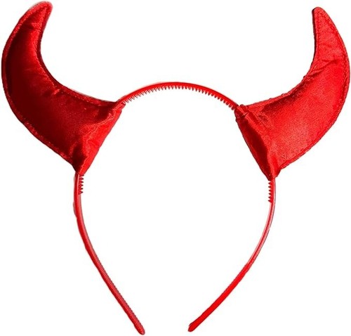 Red devil horns headband - red,