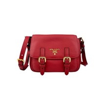 Prada Red Leather Buckle Flap