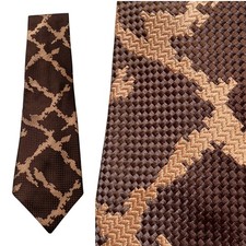VINTAGE 70s Wide Kipper Tie Mod Scooter Necktie 1970s Brown Check