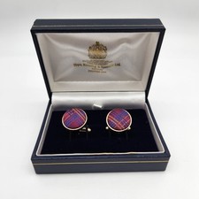 Vintage Toye Kenning & Spencer Cufflinks w/ Box – Red Tartan Gold Tone
