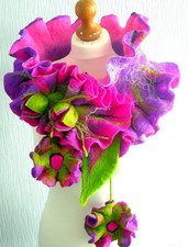 Hand Felted -ART Scarf /wool