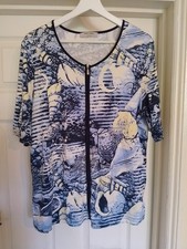 Gerry Weber -Ladies Pretty Zip Down Casual Cotton Blouse/Top- Size 18