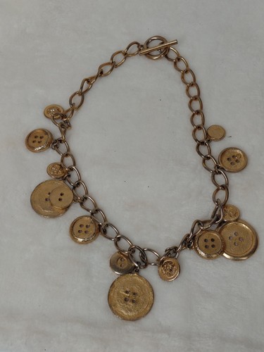Vintage gold tone button charm - gold,