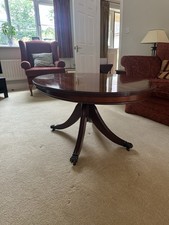 Oval Coffee Table Large Multiyork Mahogany Single Pedestal Brass Castors