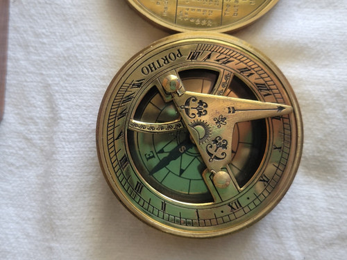 Brass sundial compass - sundial,