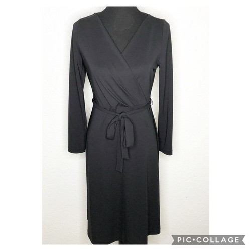 Talbots black faux wrap belted