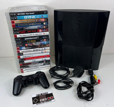 PS3 Console Bundle PlayStation 3 Controller Lot x20 Games 12GB Slim Black Game