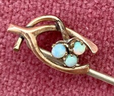 Antique Gold And Opal Wishbone Stick Pin. Good Luck.
