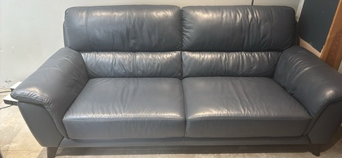 Blue leather sofa - blue, 5-seater