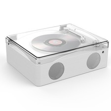 White Retro Cd Player Multi Functional Music Player Rechargeable Home Speak