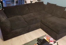 Black  JUMBO CORD RIGHT HAND CORNER SOFA SUITE 