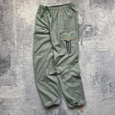 Vintage Green Adidas Track Pants Medium Mens Y2K 00s Parachute Cinch Cuffs