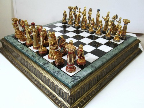 Vintage egyptian pewter - egyptian, chess