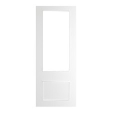 Sandringham White Primed Internal Door With Clear Bevelled Glass