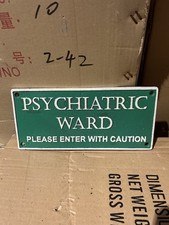 Psychiatric Ward Cast Iron Retro Look Hand Painted Wall Sign/Plaque 27 x 12.5cm