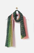 Oliver Bonas Green & Pink Ombre Foil Pleated Lightweight Scarf - BNWT