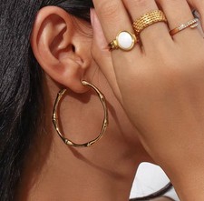 Gold large bamboo hoop - gold,
