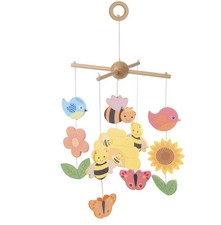 Spring Garden Wooden Mobile - Baby Cot Bees & Birds Mobile - Brand New Boxed BG