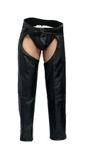 Mens Real Genuine  Leather LGBTQ Bluf Gay Chaps Biker Detachable Cod Piece Pant