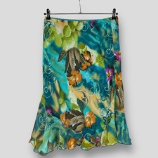 C&A Yessica Womens Floral Frill Midi Skirt Ruffle Green Yellow Boho (no size tag