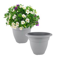 2 Grey Round Bell Plant Pots