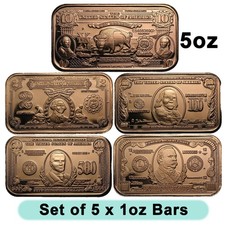 5 x 1oz USA Banknotes Copper