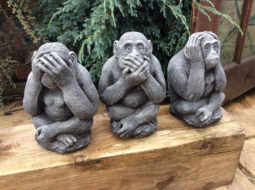 Stone garden monkeys - set, 3