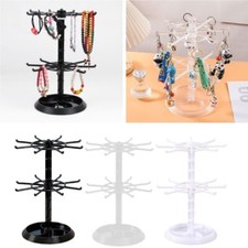 Rotating Rack Jewelry Keyring Display Hanger 2 Tier Revolving Stand Holder UK