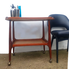 Vintage Mid Century Teak And Formica Drinks Trolley