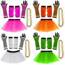 LADIES 80S NEON TUTU SET MESH WEAR IT PINK CHARITY RUN PRIDE PARTY FANCY DRESS