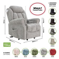 Hainworth Dual Motor rise riser recliner chair heat and massage fabric