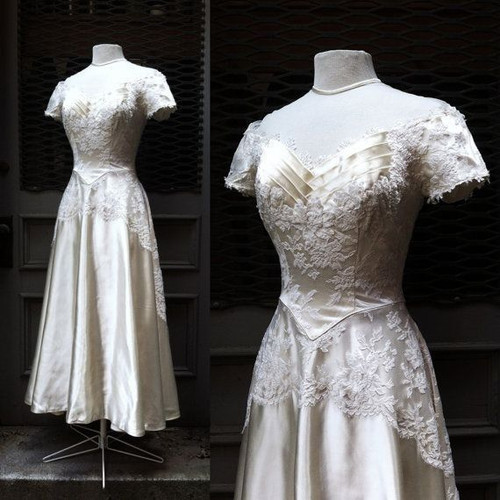 Vintage wedding dresses satin - wedding,