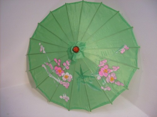 Vtg silk parasol green - silk,