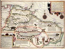 Map Antique Guyana Caribbean South America Art Print Poster Bb8175