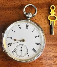 Fusee Pocket Watch, Sterling Silver, Lewes England 1880 Tanner,  48mm, with Key