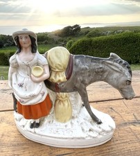 Antique Rare Staffordshire Figurine Sand Vendor with Donkey 19th Century